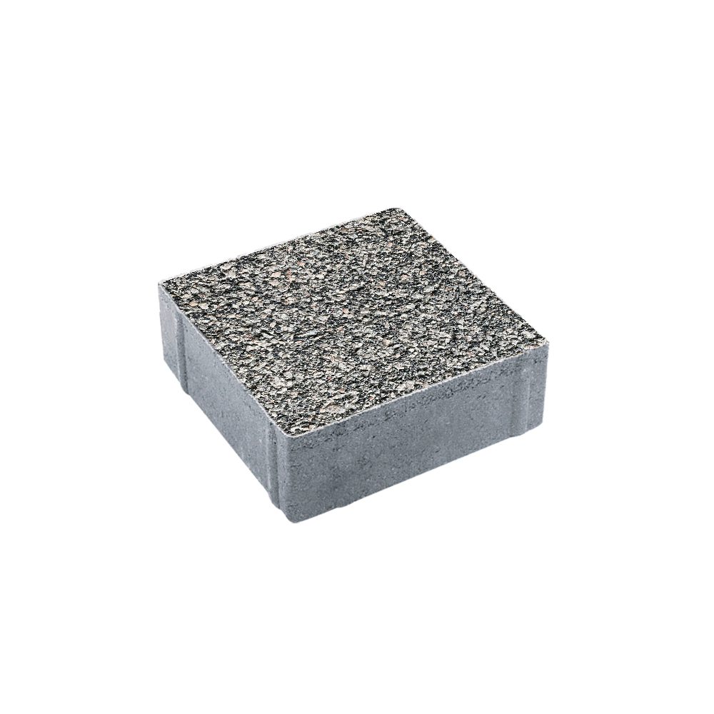 Тротуарная плитка КВАДРАТ 200х200 мм - Гранит+ Серый с черным