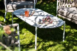 "Диего" лаунж-зона 4-местная плетеная из роупа (веревки), каркас алюминиевый белый, роуп бежевый