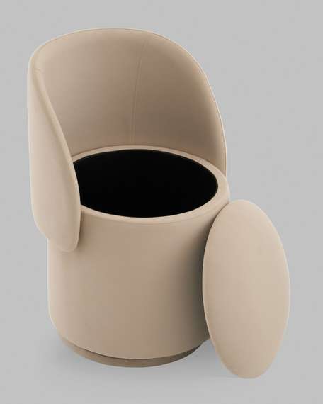 Пуф Gong со складной спинкой и ящиком, бежевый велюр