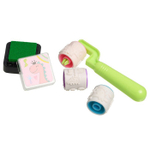 Штамп детский Basir с 3 сменными роликами и штемпельной подушкой, 9 см, серия "Динозавр", 2 цвета ассорти