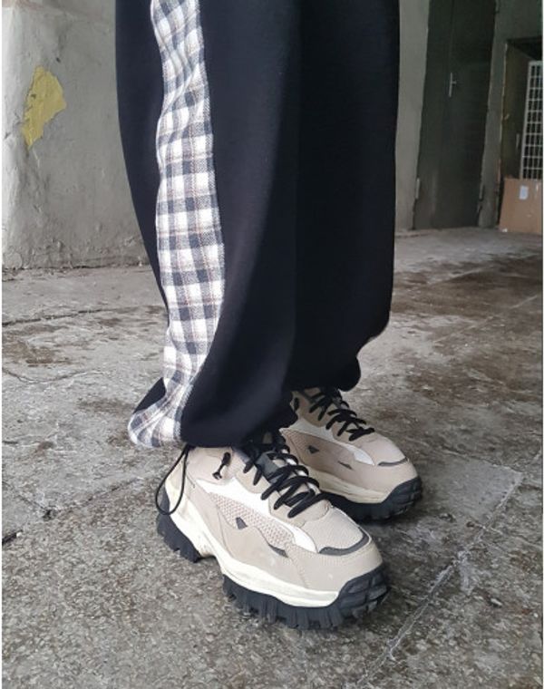 Брюки с клетчатой вставкой Черные - фото 4