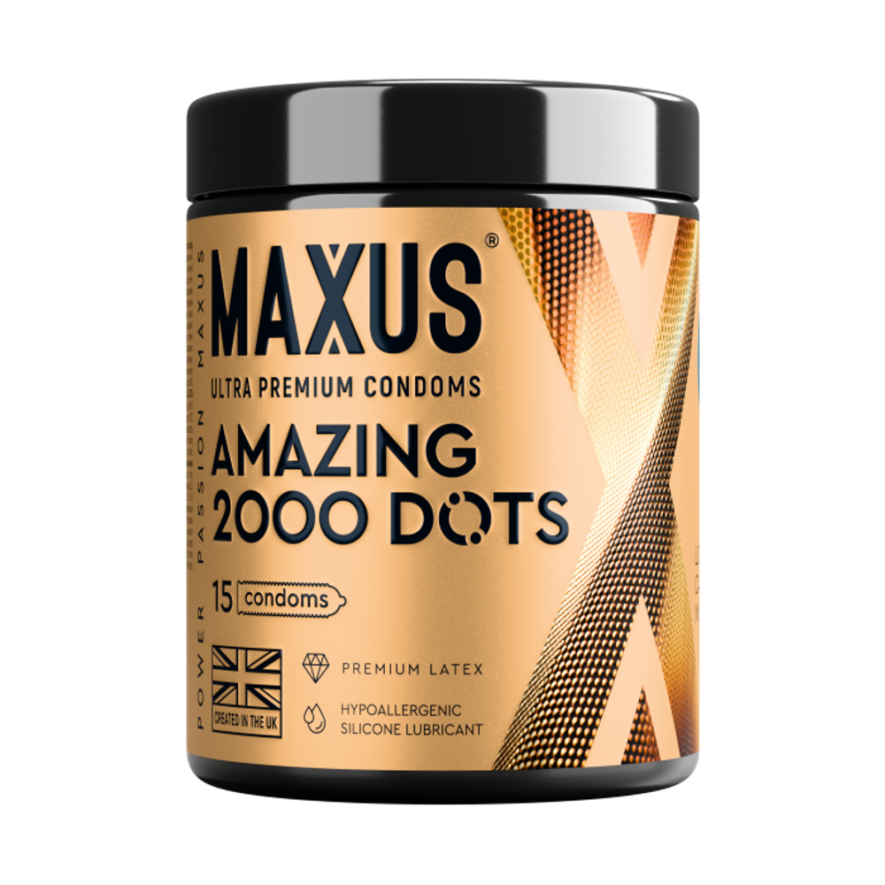 Презервативы MAXUS 2000 Amazing Dots №15 с железным кейсом, точечные, 15 шт