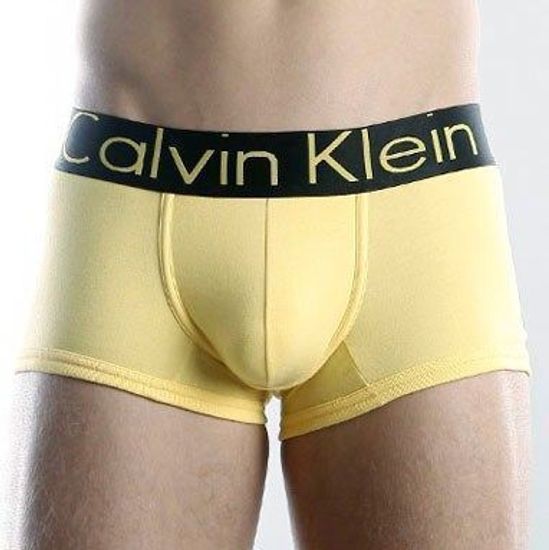 Мужские трусы боксеры желтые с черной резинкой Calvin Klein Steel Yellow Black Waistband Boxer CK02125
