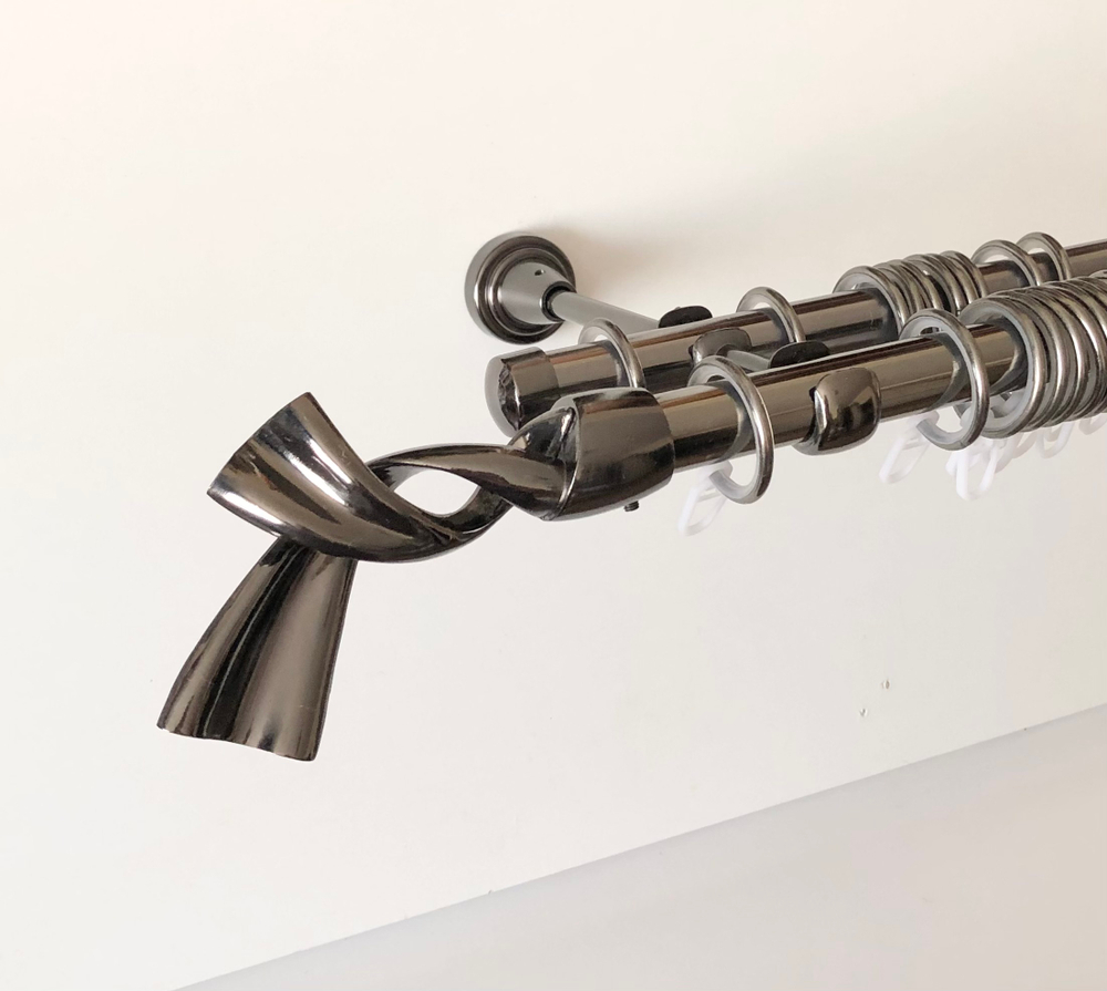 Карниз для штор "Темпо" d19/19 мм двухрядный, цвет черный никель