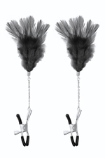 Зажимы для сосков с черными перьями Sweet Caress Feather Nipple Clumps (Цвет: черный)