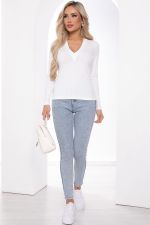 Джемпер с V-образным вырезом (белый) Б8273 LT Collection