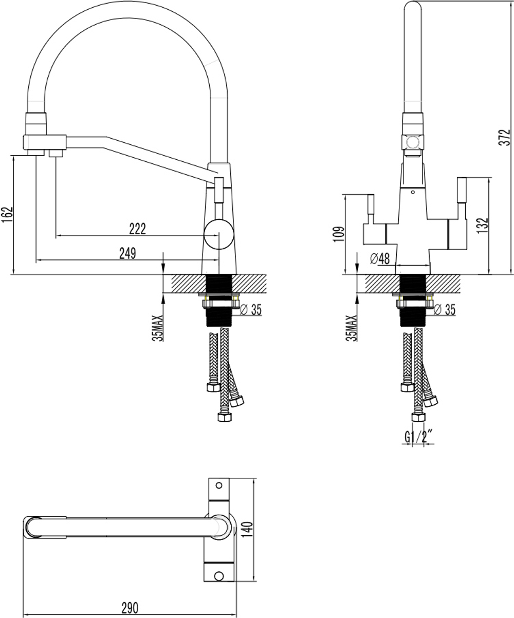 Смеситель для кухни Domaci Ливорно D5693S сталь