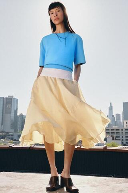 ZARA ТРИКОТАЖНЫЙ ТОП С ПОДПЛЕЧНИКАМИ, СИНИЙ