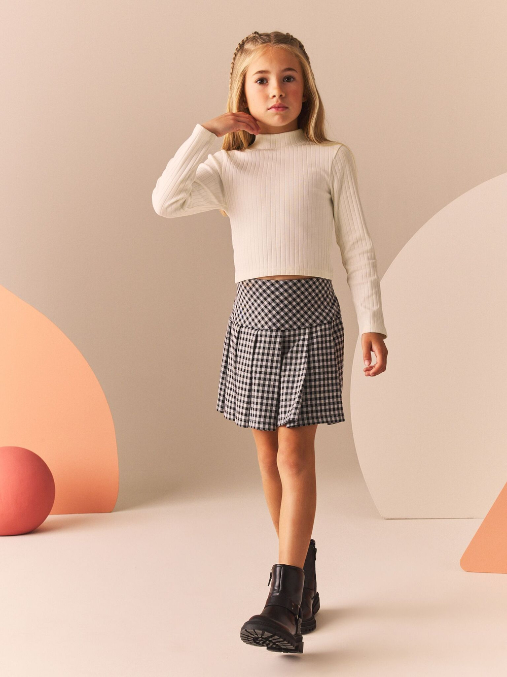 Лонгслив для девочки Next N94-120, 3 шт., Черный, Белый, Молочный