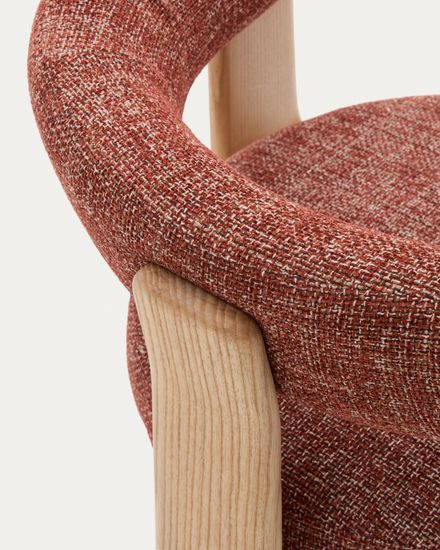 Granite Стул на 3 ножках из терракотового шенилла и массива ясеня в натуральной отделке Испания La Forma