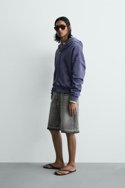 ZARA ДЖИНСОВЫЕ ШОРТЫ RELAXED FIT, СЕРЫЙ