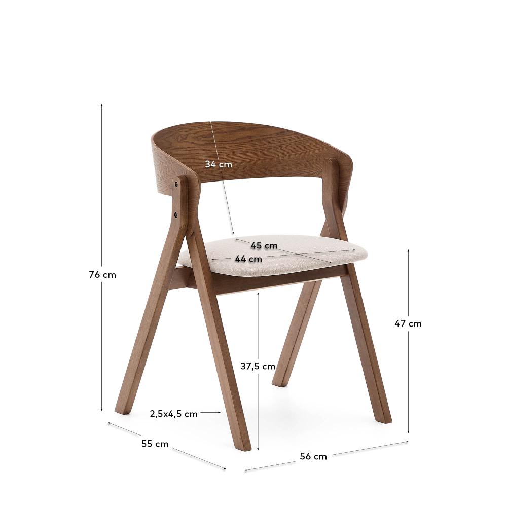 Стул Godia из дерева в цвете венге и бежевого шенилла