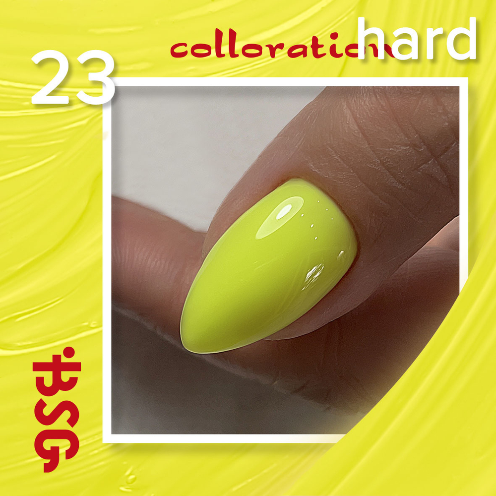 Цветная жесткая база Colloration Hard №23 - Яркий, лимонно-желтый (20 мл)