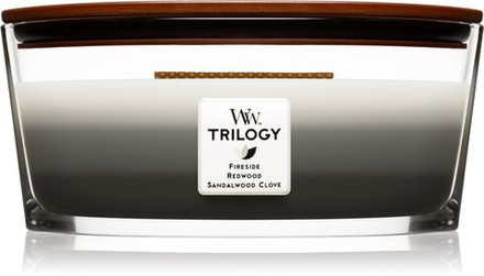 Woodwick Trilogy Warm Woods - ароматическая свеча с деревянным фитилем (хартвик) /   453.6  g  / GTIN 663595769112