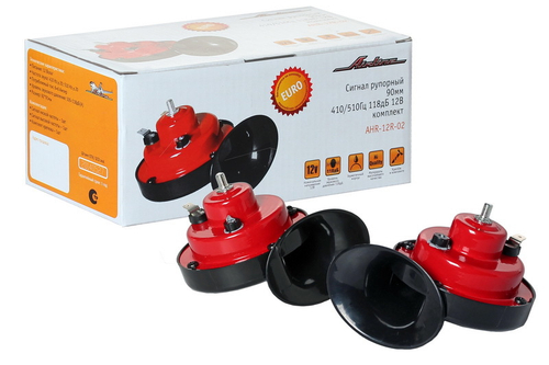 Сигнал звуковой 12 В (улитки) 410/510Гц 90 мм черный/красный Airline