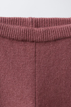 ZARA ТРИКОТАЖНЫЕ ЛЕГИНСЫ С КРУЖЕВОМ, РОЗОВЫЙ