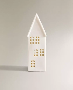ZARA HOME КЕРАМИЧЕСКИЙ ОРНАМЕНТ В ФОРМЕ ДОМИКА НА РОЖДЕСТВЕНСКУЮ ТЕМАТИКУ