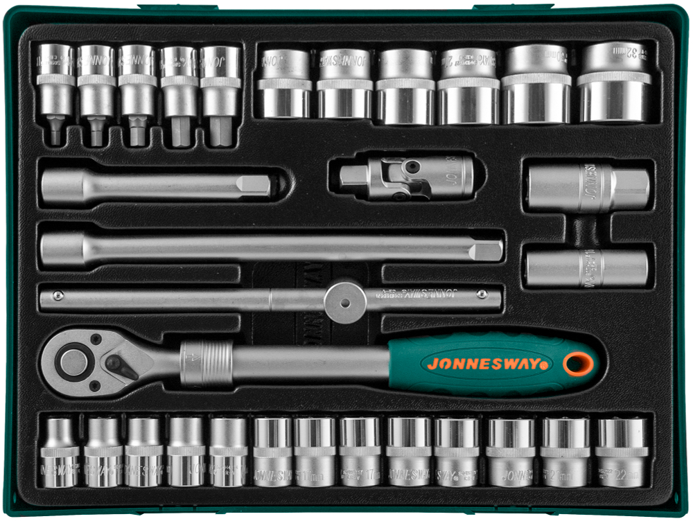 S04H4131SP Набор торцевых головок 1/2"DR с аксессуарами в ложементе 370x370 мм, 31 предмет