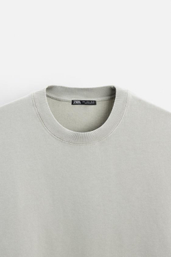 ZARA ТОЛСТОВКА RELAXED FIT С ЭФФЕКТОМ ПОТЕРТОСТИ, КОСТЯНОЙ