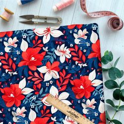 Ткань премиум дюспо цветочный триколор