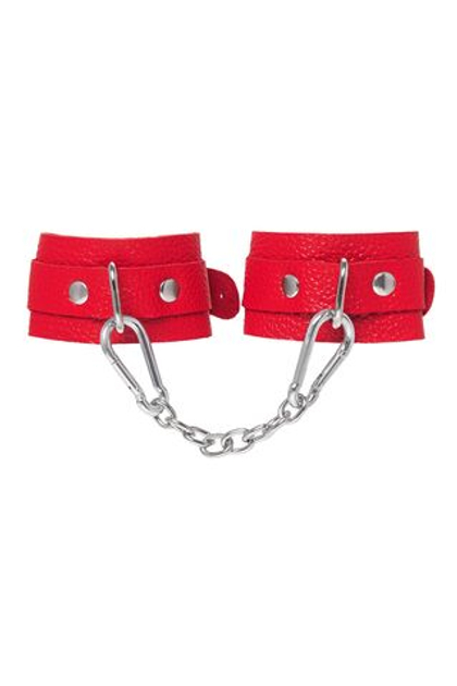 Красные кожаные наручники-браслеты со скруглёнными углами