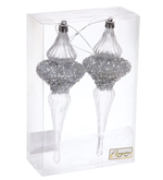 Елочные украшения "Сияние" 6*6*19.5 см (набор 2 шт), Серебро (Серпантин)