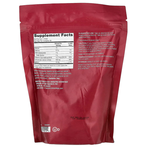 Bariatric Advantage, Chewy Bite, цитрат кальция, без сахара, ананас и манго, 90 жевательных таблеток