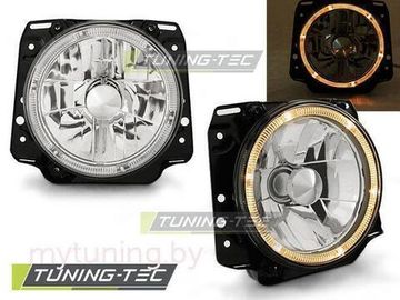 Передние фары внешние VW Golf 2 angel eyes chrome