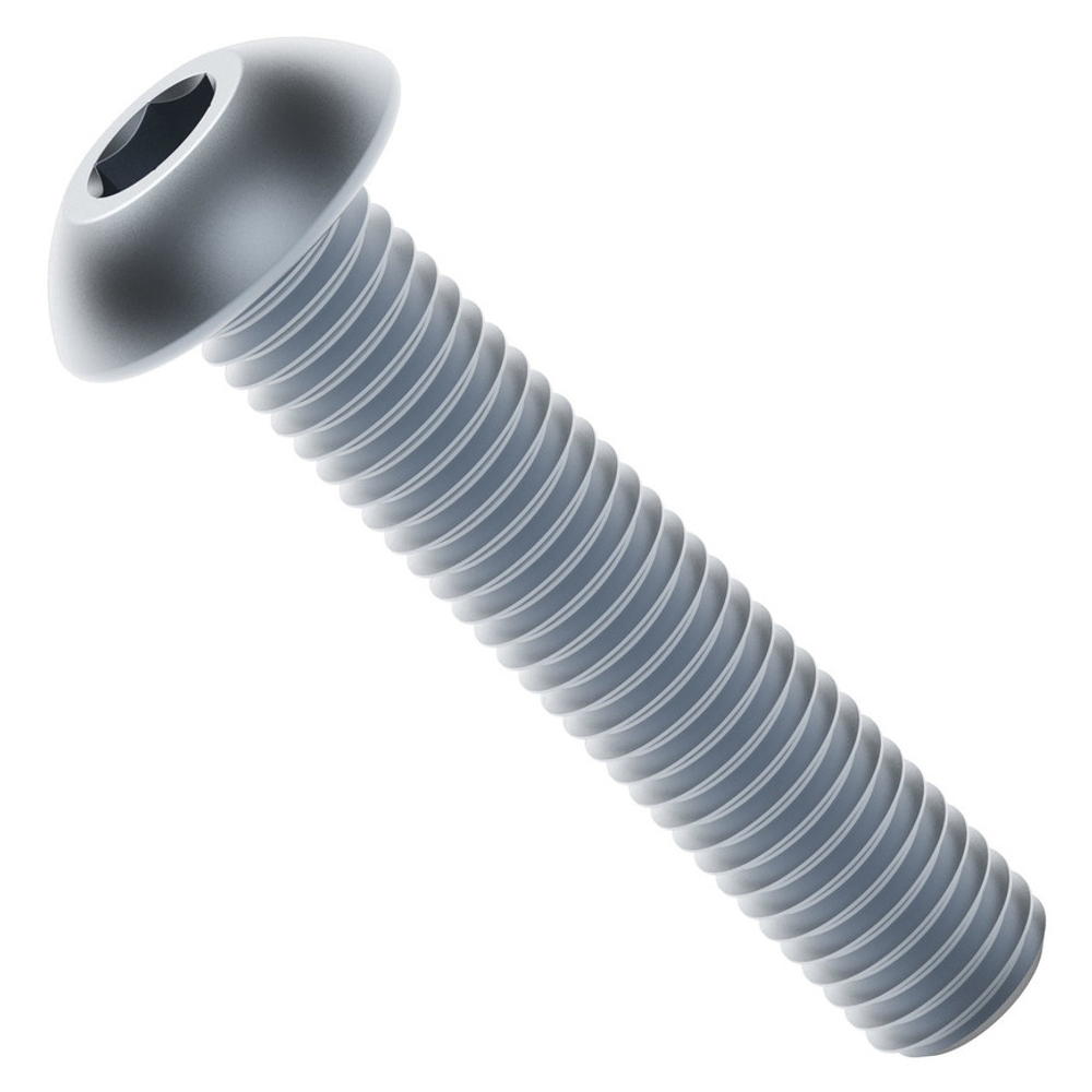 2802 Series Zinc-Plated Steel Button Head Screw (M4 x 0.7mm, 20mm Length) - 25 Pack