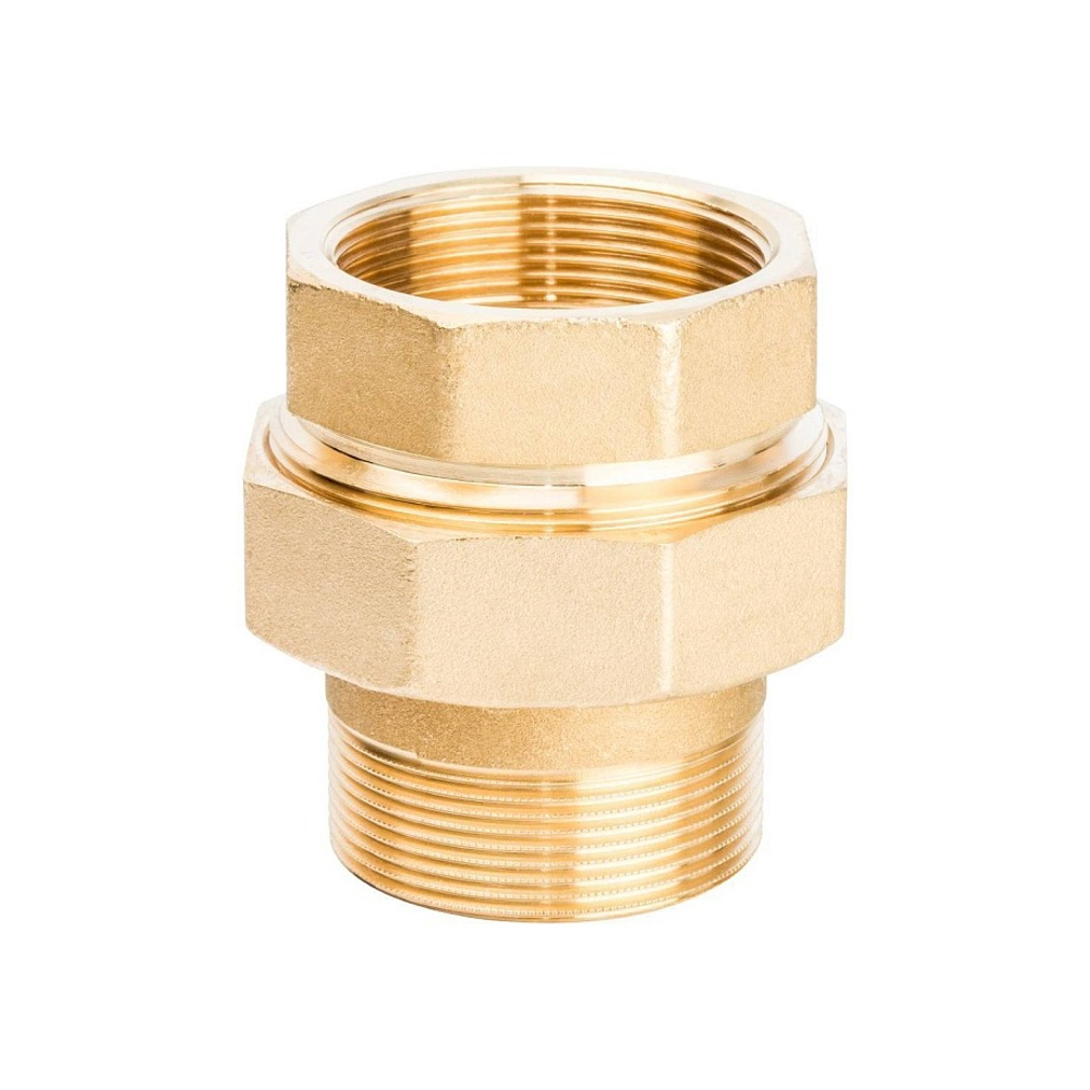 Соединение быстроразъемое (американка) STOUT - 2" (ВР/НР, латунь без покрытия, плоское уплотнение)