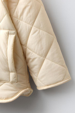 ZARA НЕЙЛОНОВАЯ КУРТКА ИЗ ИСКУССТВЕННОЙ ОВЧИНЫ WATER REPELLENT, ЭКРЮ