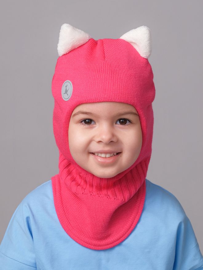 Шлем весенний/осенний вязаный (Фуксия) КИС
