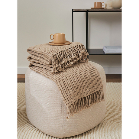 Плед шерстяной 130х180см Tkano Essential бежево-серый