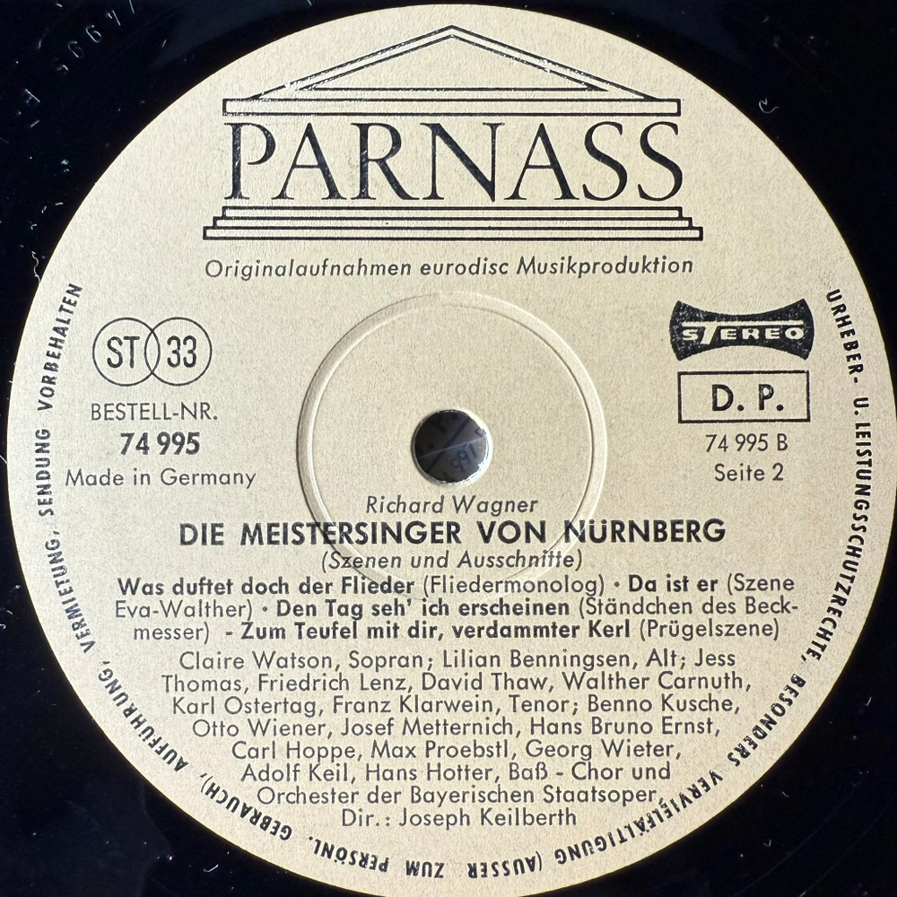 Вагнер - Нюрнбергские мейстерзингеры 2LP (Германия 1967г.)