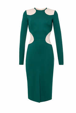 Трикотажное платье-футляр с графическими вставками