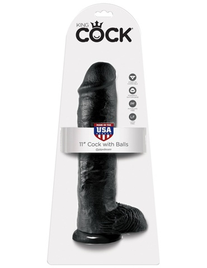 Фаллоимитатор на присоске 11 Cock with Balls черный King Cock