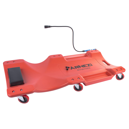 Лежак ремонтный подкатной 6 колес 1020x500x110 мм пластиковый с мягким подголовником и с фонарик ARNEZI R7201002