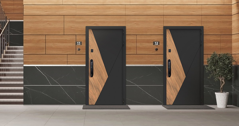 Стальная дверь "Loft" с зеркалом (биометрический замок)