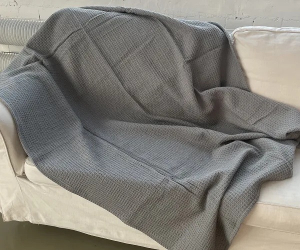 Плед вафельный серый