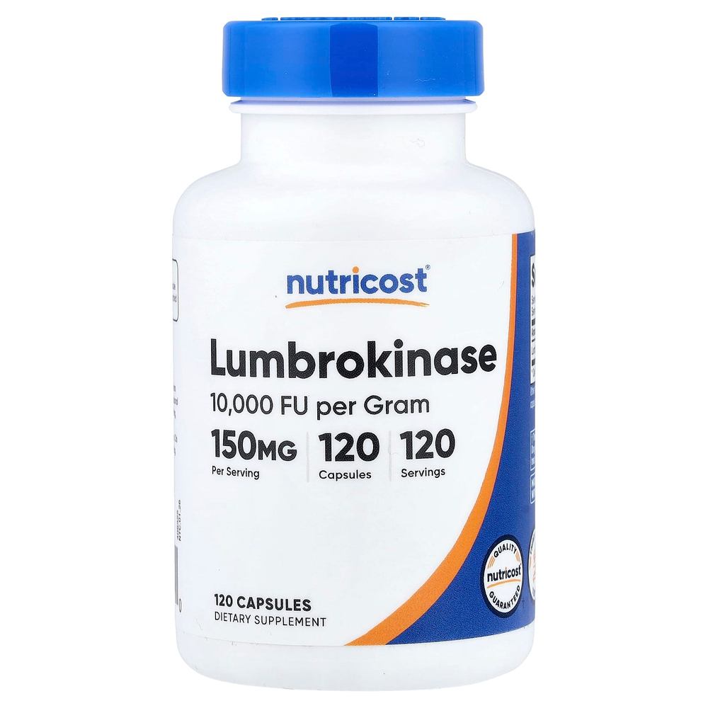 Nutricost, люмброкиназа, 150 мг, 120 капсул