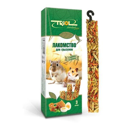 Лакомство для грызунов с мёдом и яйцом (уп. 3 шт), 80г, Triol Standard, Triol