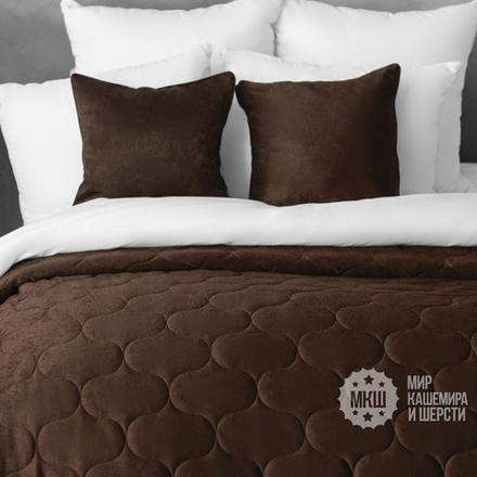 Покрывало на кровать велюровое ДОВВЕР (арт. BL02-288-03) - 230х250 см. - коричневое