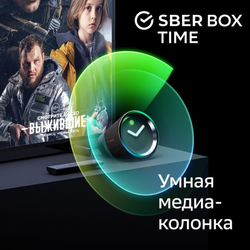 Умная колонка SBER SberBox Time/ТВ приставка SberBox SBDV-00026B, 15Вт, с голосовым помощником Салют, черный