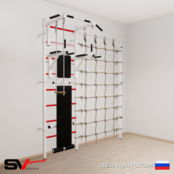 Шведская стенка Sv Sport усиленная 6830 (Турник стандарт/Брусья/Скамья/Трапеция/Канатный лаз)