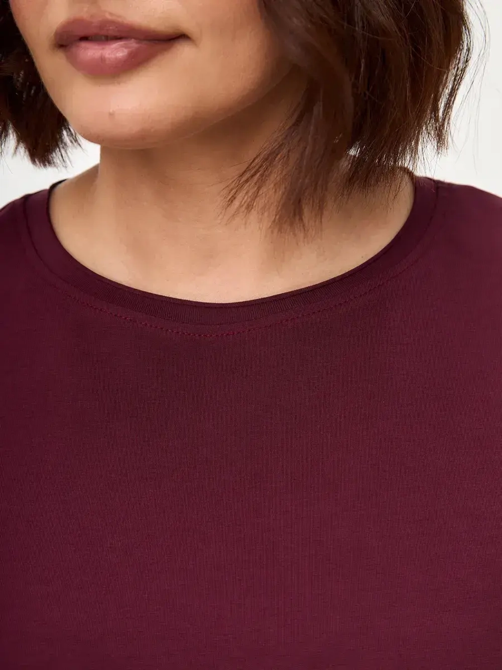 Футболка дизайнерская оверсайз с фигурным низом винный