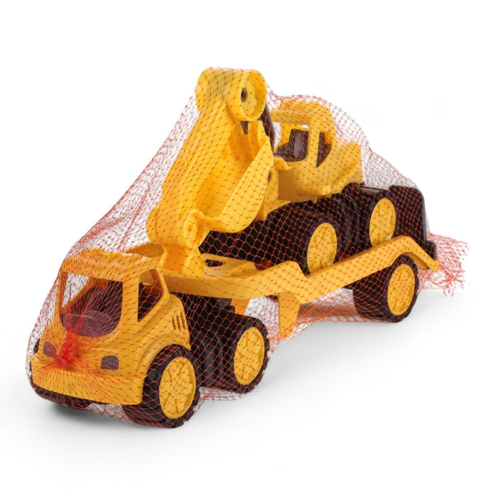 Пластмассовая игрушечная машина Toy Bibib "Эвакуатор с экскаватором", упакет полиэт.сетка