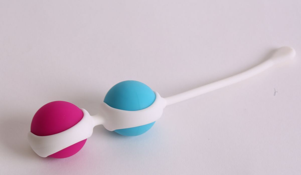 Вагинальные шарики с петелькой для извлечения (Цвет: голубой с розовым)