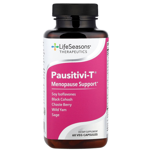 LifeSeasons, Pausitivi-T®, добавка для поддержки в период менопаузы, 60 растительных капсул