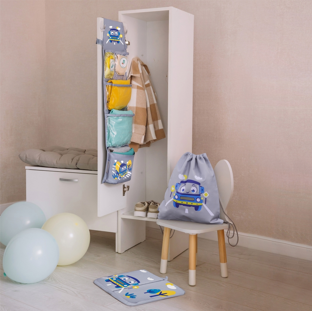 Мешок в садик 33х40, Машинка (серый)