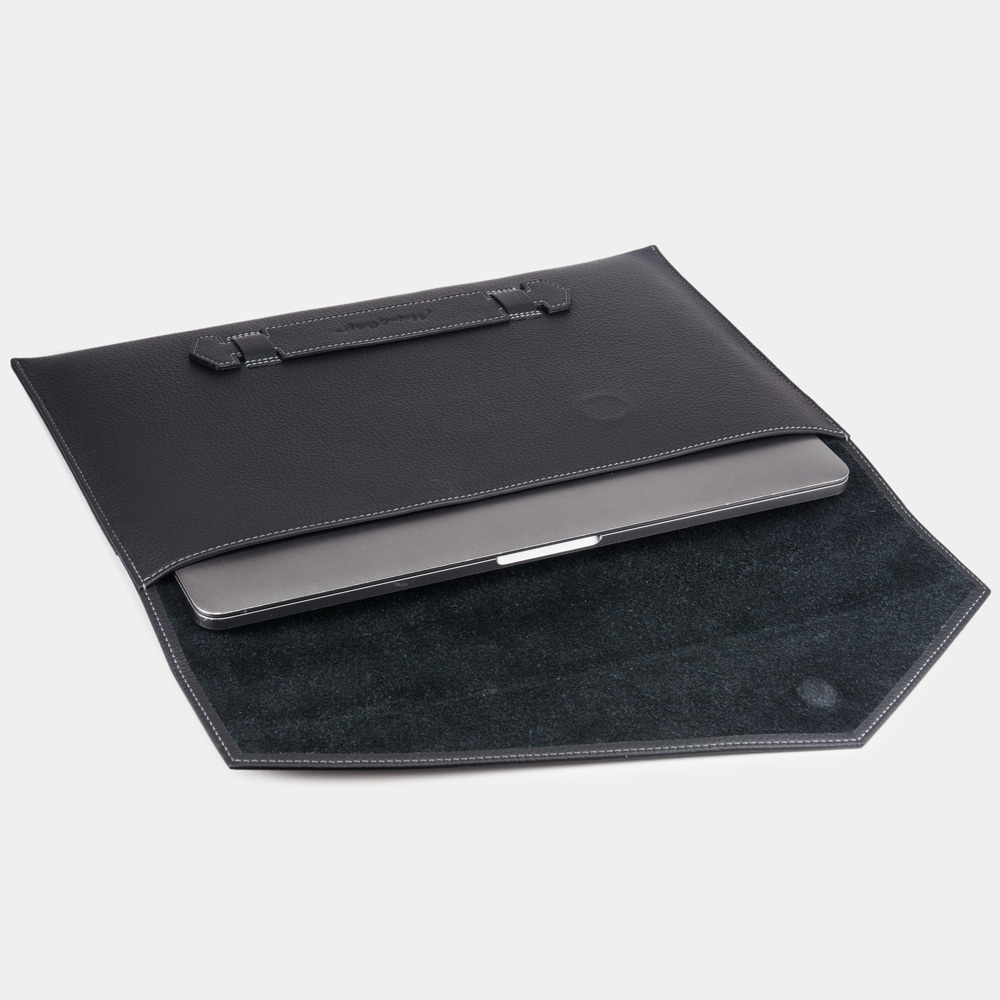 Чехол для MacBook Pro 13-14' из кожи теленка, черного цвета